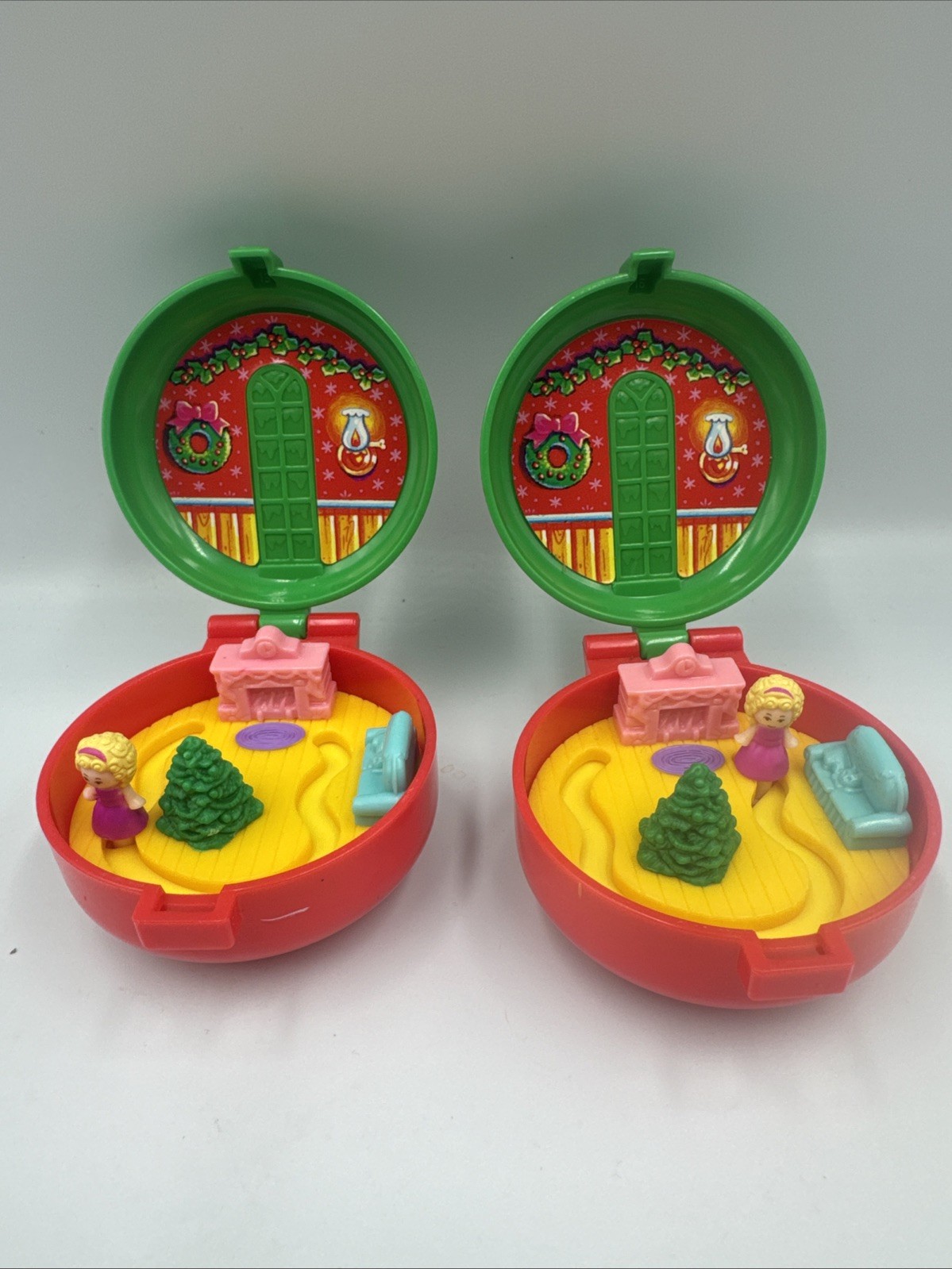 (2)Vintage 1993 Polly Pocket Bluebird Christmas Wreath McDonald’s Happy Meal Toy