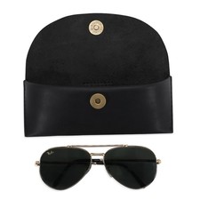 Black Soft Leather Sunglasses Case - Vintage Eyeglass Holder with Belt Loop, ...