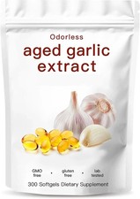 Odorless Garlic 7500mg Per Servings,300 Softgels 250 mg per Softgel 
