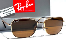 NEW Ray Ban Shiny Arista Gold POLARIZED Brown Lens Sunglass RB 3755 001/57