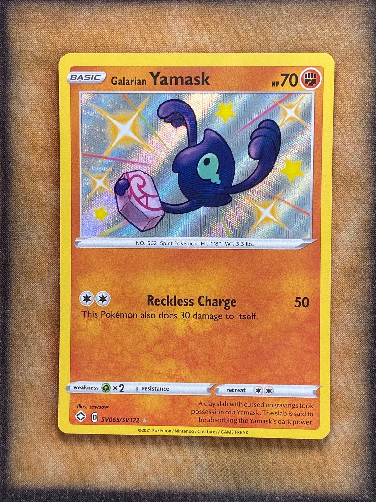 Pokemon Galarian Yamask SV065/SV122 Shining Fates: Shiny Vault Shiny Rare NM