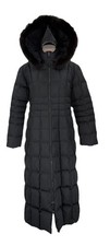 Searle Goose Down Puffer Long Black Coat Womens 10 Hooded Gorpcore Winter