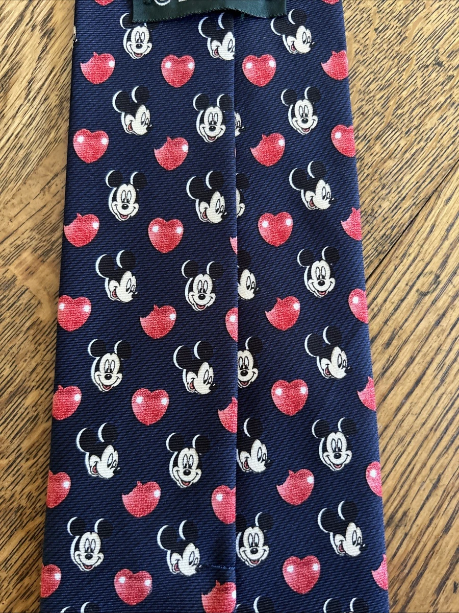 Vintage Y2k Disney Mickey Mouse Men's Tie Character Necktie Red Hearts