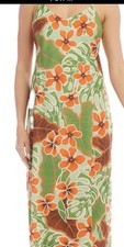 Karen Kane Sz M Pallie Bias KUT Midi Floral Dress Linen Cotton Lining
