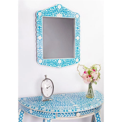 Butler Specialty Company Vivienne Bone Inlay Wall Mirror - Sky Blue And White - Picture 2 of 7