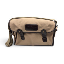 Vintage Nikon Tan Canvas Camera Shoulder Bag With Leather Trim