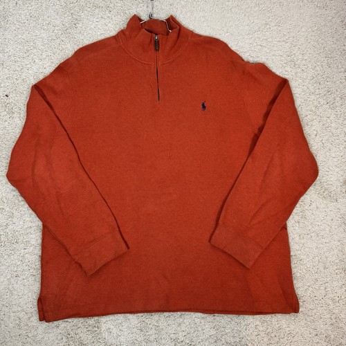 Polo Ralph Lauren Estate Rib Collared 1/4 Zip Cotton Sweater Orange Size XXL - Picture 1 of 8