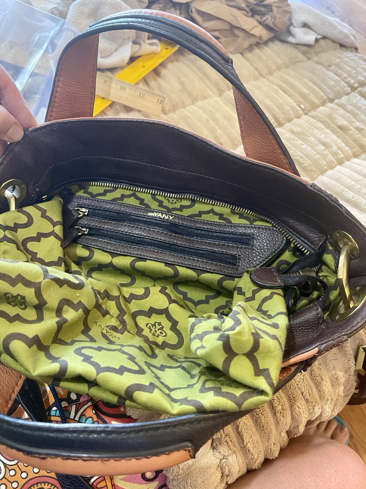 Oryany Genuine Leather Black Brown Large Crossbod… - image 9