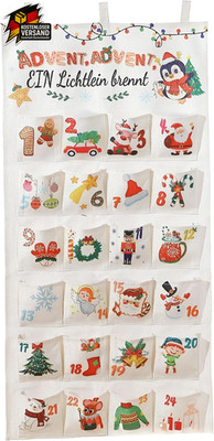 Adventskalender Zum Befüllen, 101 X 51 Cm Mit 24 Taschen, Stoff Weihnachtskalend