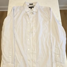 Banana Republic Non-Iron Geometric Dress Shirt Men's M 15-15.5 Blue White
