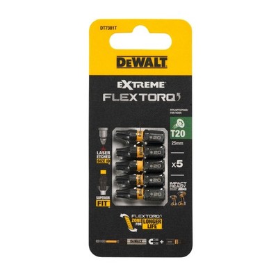 Schrauberbits T20 DeWalt Extreme FLEXTORQ 25 mm (5 Stück) DT7381T Torx Torsion
