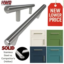 SOLID Stainless Steel T Bar Pulls Modern Kitchen Cabinet Brushed Nickel Classic