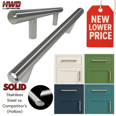 #ad SOLID Stainless Steel T Bar Pulls Modern Kitchen Cabinet Brushed Nickel Classic $458.80