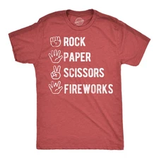 Mens Funny T Shirts Rock Paper Scissors Fireworks Sarcastic Fourth Of July