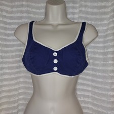 Vintage Women s Bikini Top Navy Blue with White trim