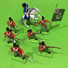 Britains Deetail 7x British Napoleonic Waterloo Soldiers (1 Horse, Flag) Made UK