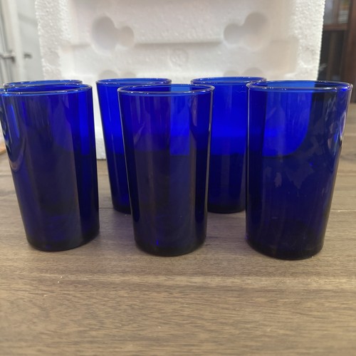 Set of 6 Vintage Libbey Cobalt Blue Juice Tumbler Drinking Glasses 4 7/8" 1960s - Picture 5 of 9