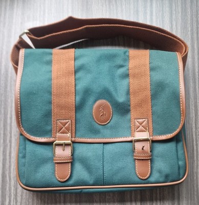 Vintage Ralph Lauren Polo grün Canvas isoliert Schultertasche Tragetasche