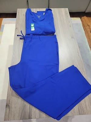 Scrubstar Unisex Blue Scrubs Sz 3XL. Mechanical Stretch. Vneck. Core Essential