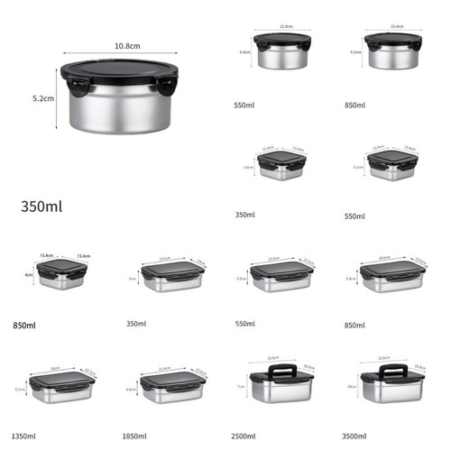 Stainless Steel Fresh-keeping Box with Sealed Lid Food Fruit Lunch Box Container - Picture 2 of 25