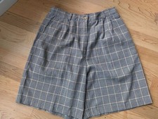 Vintage EP Pro Women's Plaid High Waisted Golf Shorts Black/White/Gold 12 Pleats