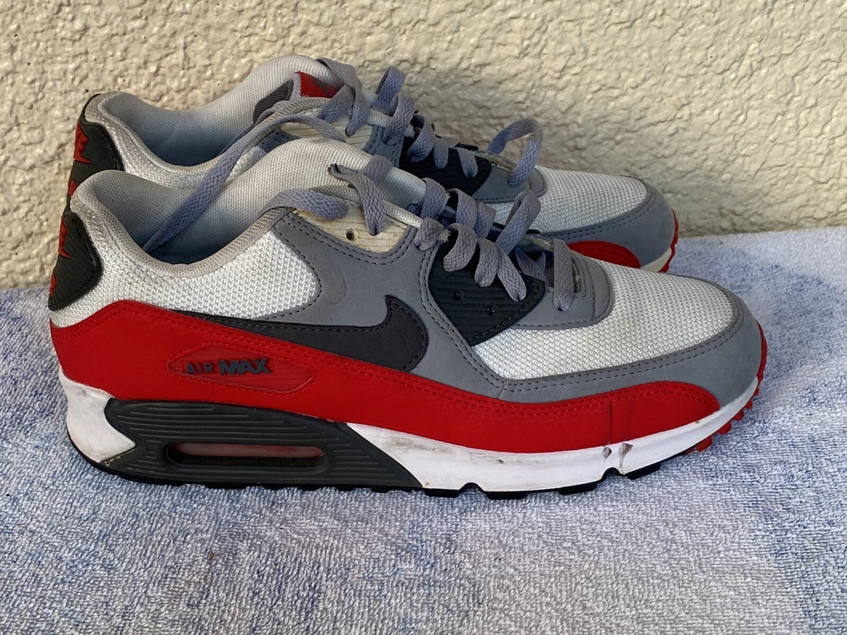 Air max 90 essential clearance wolf grey red white