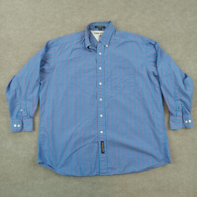 Tommy Hilfiger Shirt Mens 16.5-32/33 Blue Striped Long Sleeve Button Up Casual