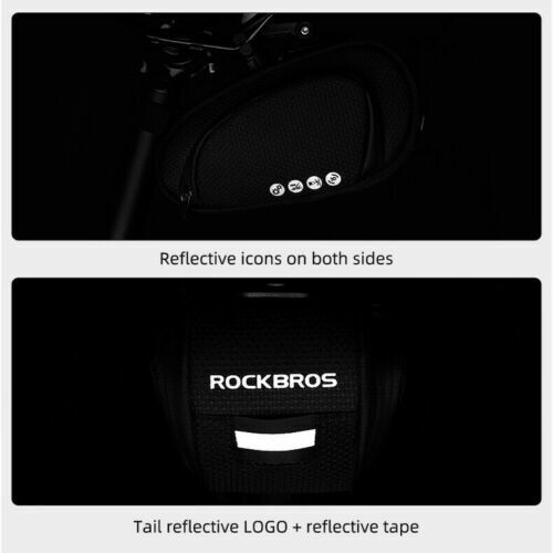 NEW Rockbros Bicycle Rear Bike Seat Saddle Bag Black Cycling Tail Pouch Storage - Picture 8 of 10