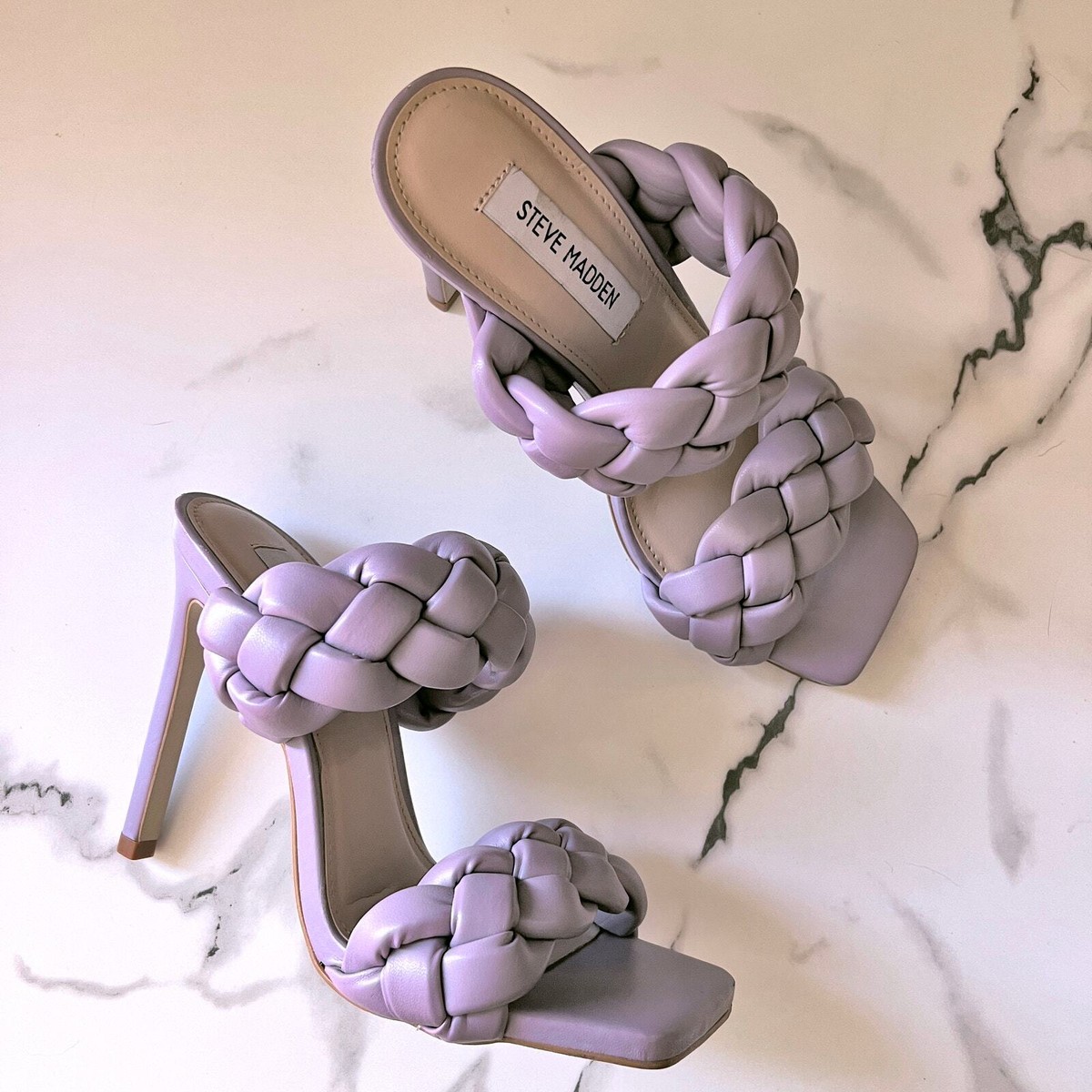 Steve Madden Kenley Lavender Purple Woven Heels Size UK