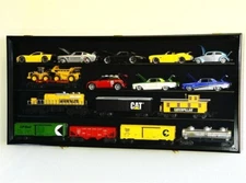 Train Display Case O Scale Black Railroad Model Locomotive Wood Toy Rack Cabinet