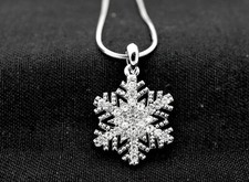 Snowflake Silver Necklace 3/4 " Pendant
