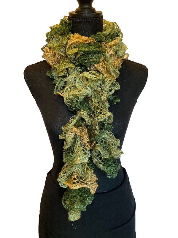 Ob.D. Handmade, Hand Knit Woodland Ruffle Dress Scarf w/Metallic Sparkle
