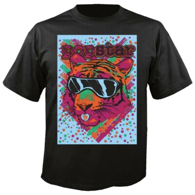 T-Shirt POPSTAR MIT BRILLE TIGER LEOPARD TECHNO JAZZ FUNKY SOUL TRANCE FESTIVAL