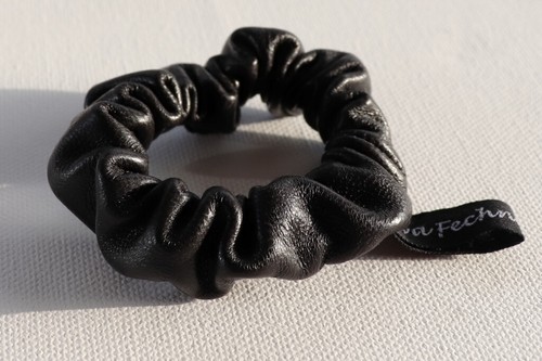 Leather Hair Bands Scrunchie Bracelet Accessories Nappa Coffee Black Brown - Picture 4 of 4