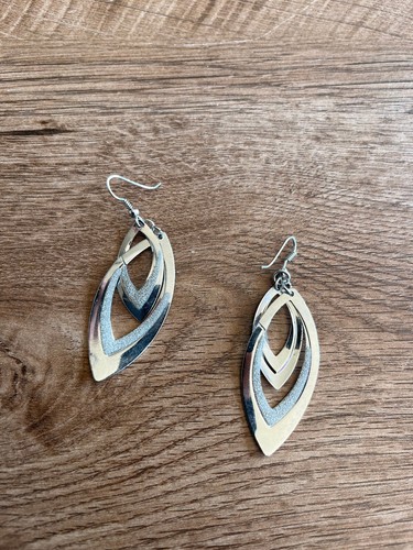 Boucles D'oreilles Vintage 1970 Alpaca Et Nacre - Pendantes Dormeuses - Vieux Stock Neuf