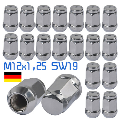 20 Radmuttern Kegelbund geschlossen M12x1,25 HEX19 kompatibel mit Nissan, Subaru