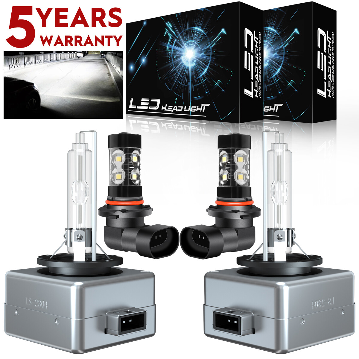 For Cadillac Escalade EXT 2007-2013 LED HID Headlight Bulbs High&Low + Fog Light