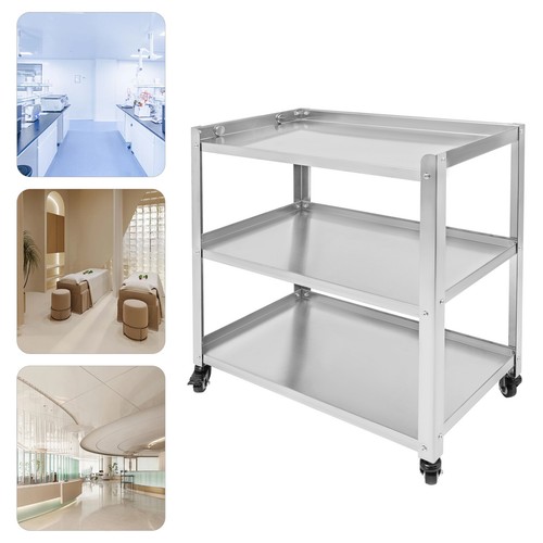 3 Tier Stainless Steel Kitchen Trolley Cart Utility Serving Storage Rolling Cart - Picture 19 of 19