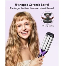 Wavytalk Hair Waver 3 Barrel Deep Hair Crimper Beachy Waves Curling Iron Cera...