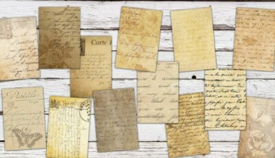 1 A4 Scrapbook Ausschneidebogen Bastelpapier Vintage Mini Handschrift Karten ATC