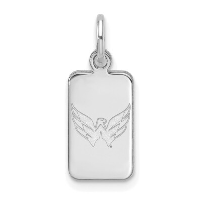 Sterling Silver Rhodium-plated NHL LogoArt Washington Capitals Tag Pendant