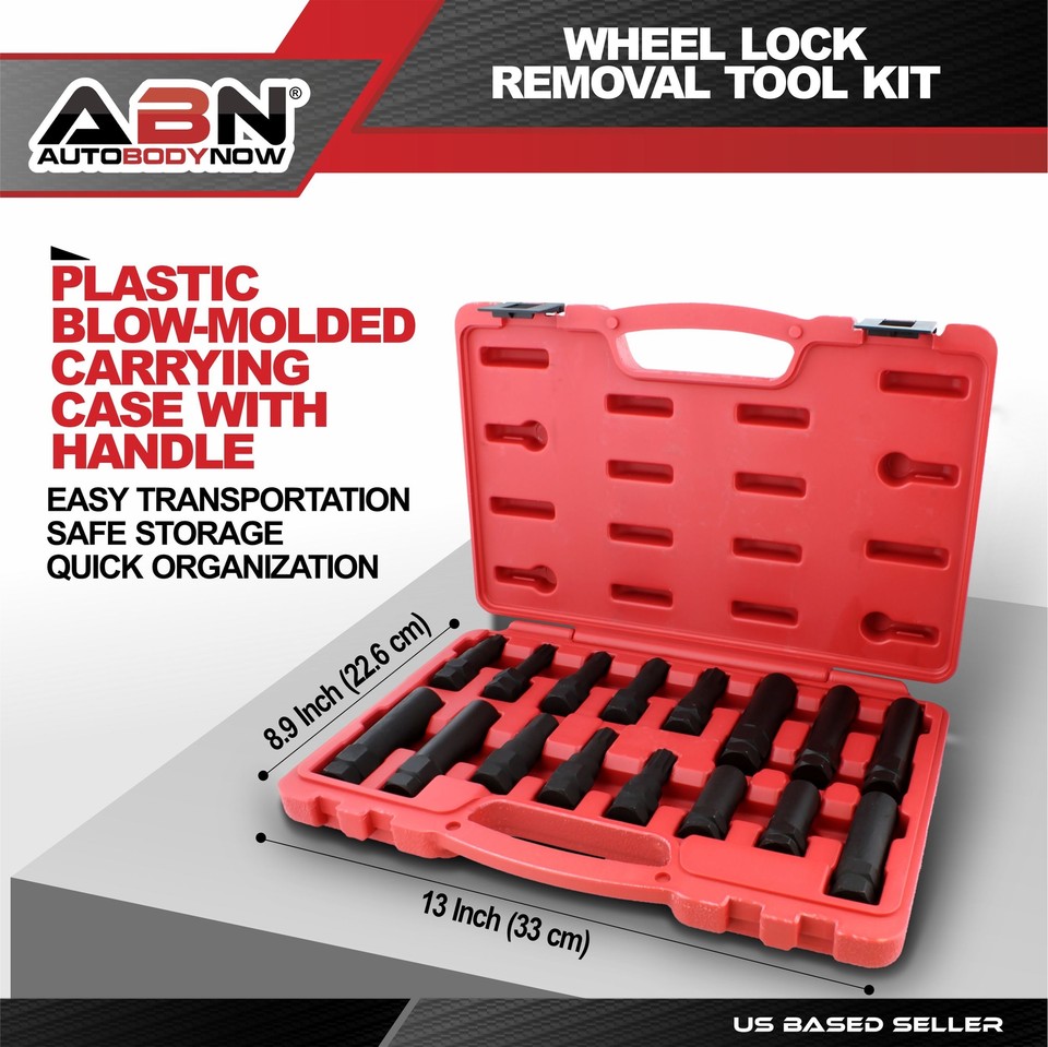 ABN Wheel Lock Removal Tool Kit Lug Nut Key Set, 16Piece Master