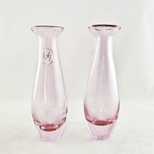 Margies Garden Lot of 2 Pink Hand Blown Bud Vases Creative Artisans Westlake EUC