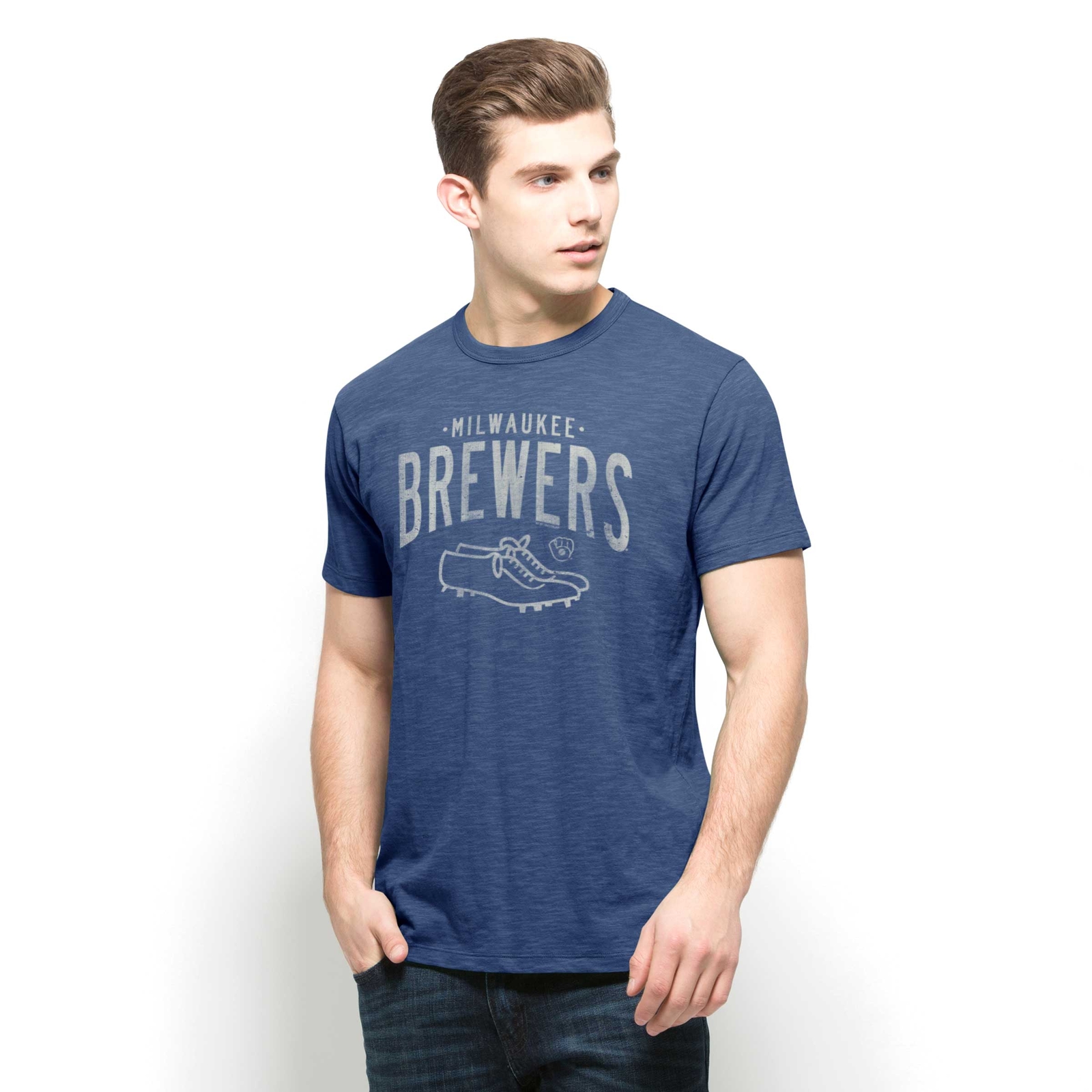 Мужская синяя рубашка Scrum Basic от Milwaukee Brewers Bleacher средний размер 5790₽