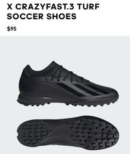 X Crazy Fast.3 TURF Zapatos de Fútbol Tenis Fútbol Negro Niño Pequeño 12K Nuevo en Caja