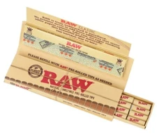 RAW King Size "MASTERPIECE" Rolling Papers with Pre Rolled Tips - (3 Packs)