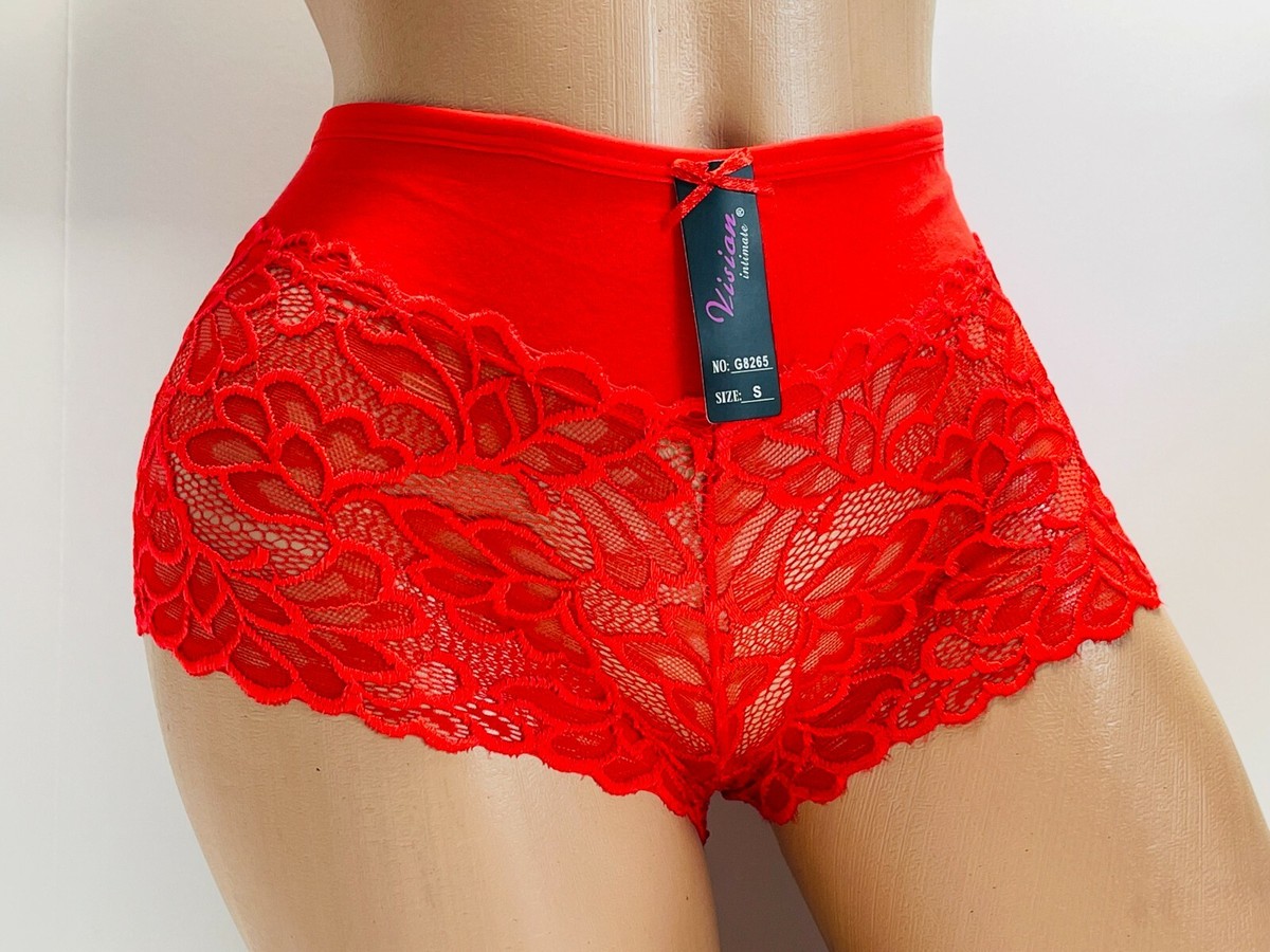 Boyshorts Pizzo VISION - Confezione Da 6 O 12 - Vita Media S-3XL - Multicolore