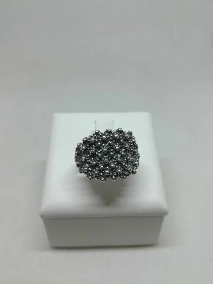 ANELLO FEDE SARDA  FASCIA LARGA ARGENTO BRUNITO  REGOLABILE MIS 13 PUNTINATO - Immagine 2 di 4