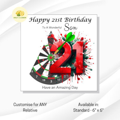 Karte zum 21. Geburtstag, personalisiert für JEDEN Verwandten, Sohn, Enkel, Neffe, für Ihn