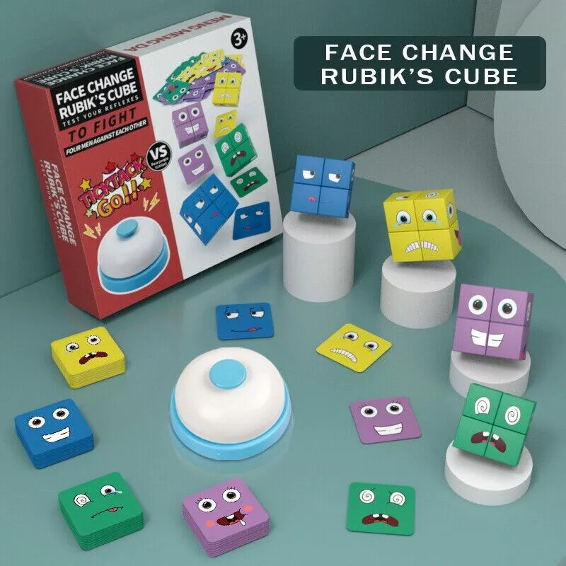 Jouet De Puzzle De Blocs De Construction En Forme De Cube Magique Amusant  Pour Changer De Visage + Cloche, Jeu De Bureau De Réflexion Logique